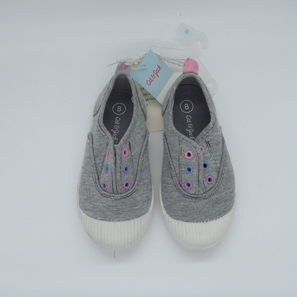 Cat & Jack Gray and Pastel Rory Slip-On Sneakers Toddler Size 8